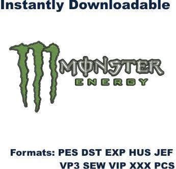 monster energy logo embroidery design